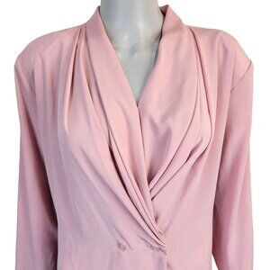 Vintage 80s Frenzo Blouse Women Large 12 Pink Shirt Top Long Sleeves Formal Work